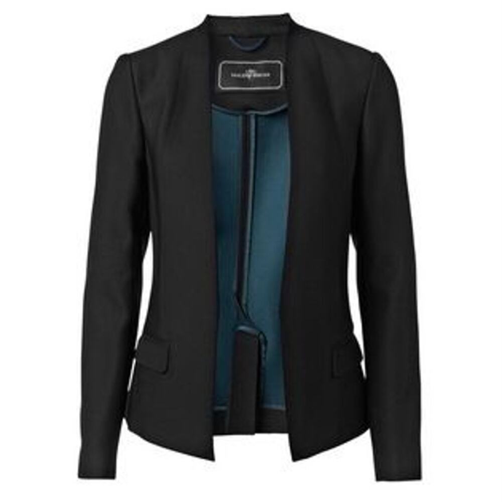 MALENE BIRGER Foca Open Blazer Womens 4 Black Long Sleeve Open Raw Edges Jacket